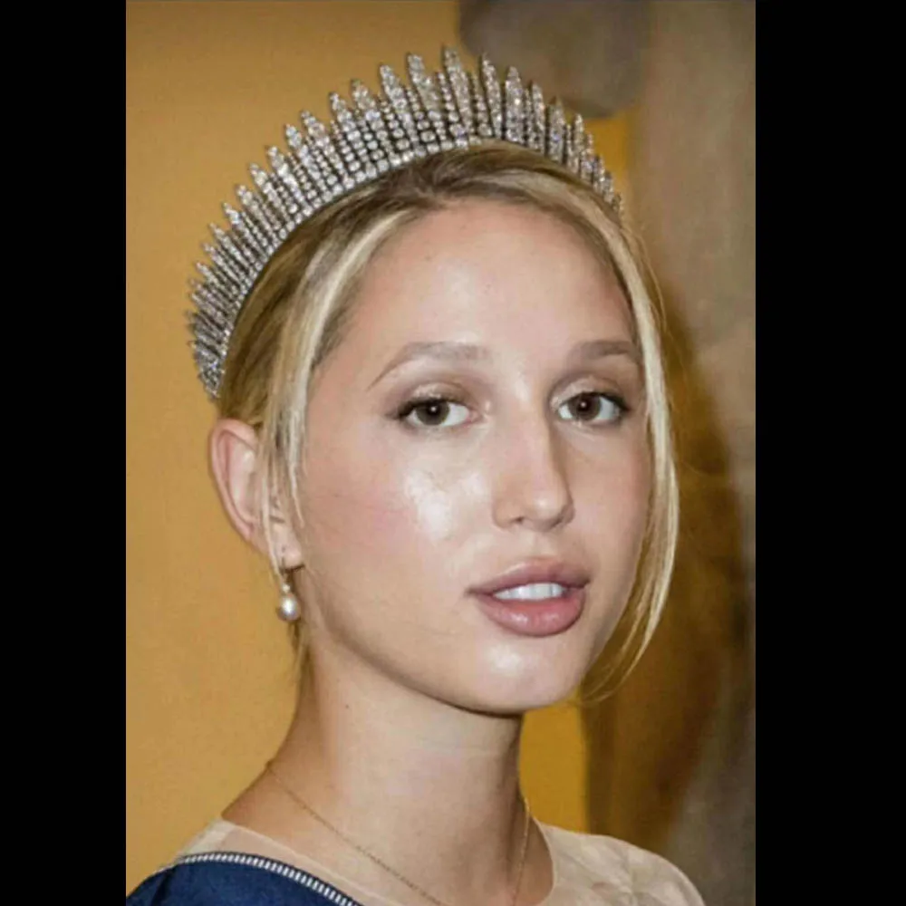 

Accking Top Quality Lux Wedding Bridal Bridesmaid Russian Cubic Zirconia Girls white plated zircon Big tiara crown / headband