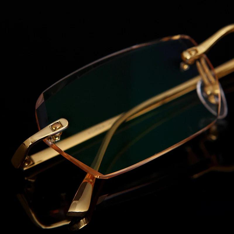 Highend Glasses Gold Titanium Frames Rimless Eyeglasses Mens Eyewear