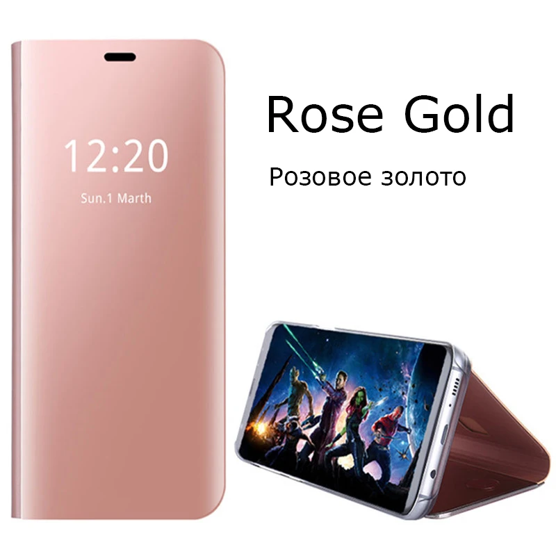 Умный зеркальный флип-чехол для huawei P30/P30 Pro/P30 Lite, кожаный чехол для задней панели телефона, Роскошный прозрачный чехол для huawei P30 P30Pro P30Lite - Цвет: Rose Gold