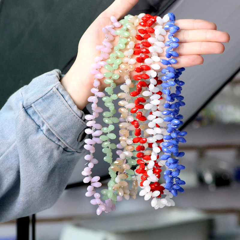 

ZHUBI 6x12mm 100pcs Lampwork Glass Drop Loose Bead Glass Teardrop Beads European Style Crystal Droplet For Necklace Pendant