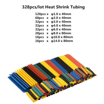 

328pcs Heat Shrink Tubing Tube Wire Insulation Sleeving Kit Car Electrical Shrinkable Cable Wrap Set Assorted Polyolefin