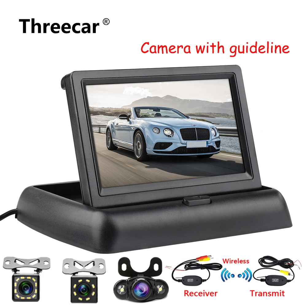 Price 4.3 inch HD Foldable Car Rear View Monitor Reversing LCD TFT Display with Night Vision Backup Rearview Camera for Vehicle