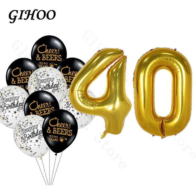 GIHOO, 1 набор, ура, пиво, 21, 30, 40, 50 лет, воздушный шар, юбилей, 40 дюймов, количество, шары для взрослых в возрасте, день рождения, Декор, товары