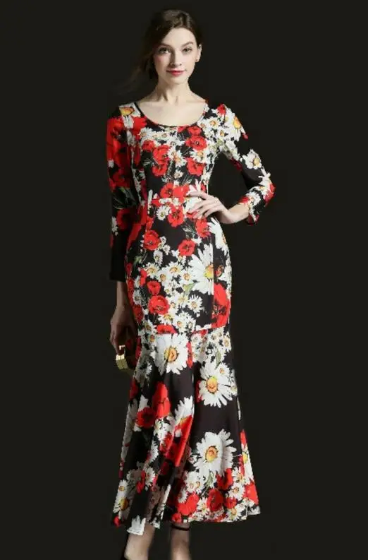 Custom made Novelty Dress 2017 Spring Summer Three Quarter Sleeve