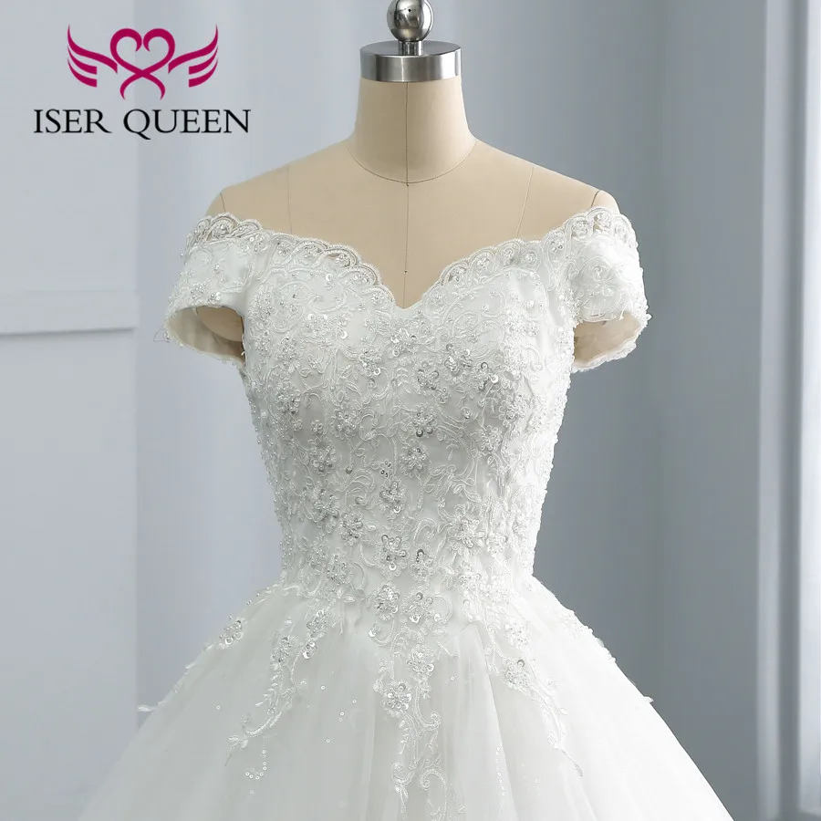Свадебное платье с рукавами-крылышками, белое свадебное платье, аппликационные жемчужины для кружева, расшитое бисером, свадебное платье, свадебное платье, Gelinlik WX0108