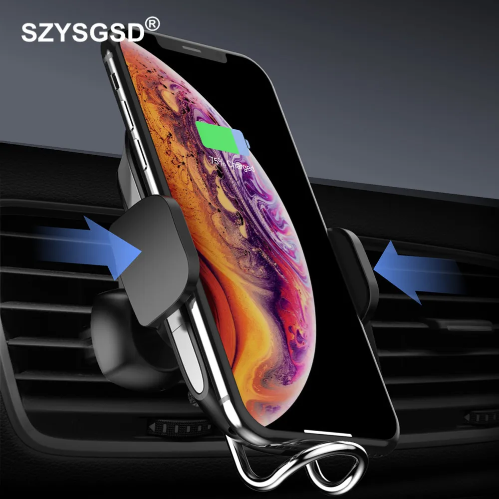 SZYSGSD Car Mount Qi Wireless Charger For iPhone XS Max X XR 8 Fast Wireless Charging Car Phone Holder For Samsung Note 9 S9 S8