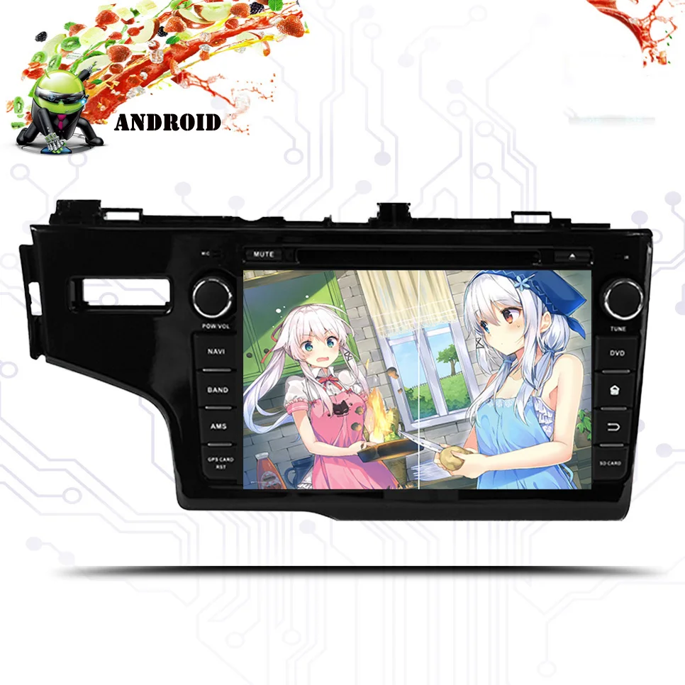 Clearance Car dvd cassette player GPS Navi For Honda Fit Jazz 2014-2018 IPS screen 1024*600 +wifi+BT+RDS+Android 9.0+4GB RAM Stereo Audio 5