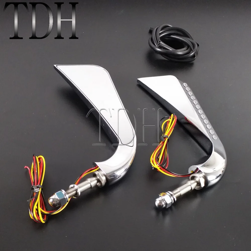 

Motorcycle Rearview Mirrors W/ LED Turn Signal Sport Bike Axe Style Chrome For Harley Softail Dyna Sportster Cafe Racer Chopper