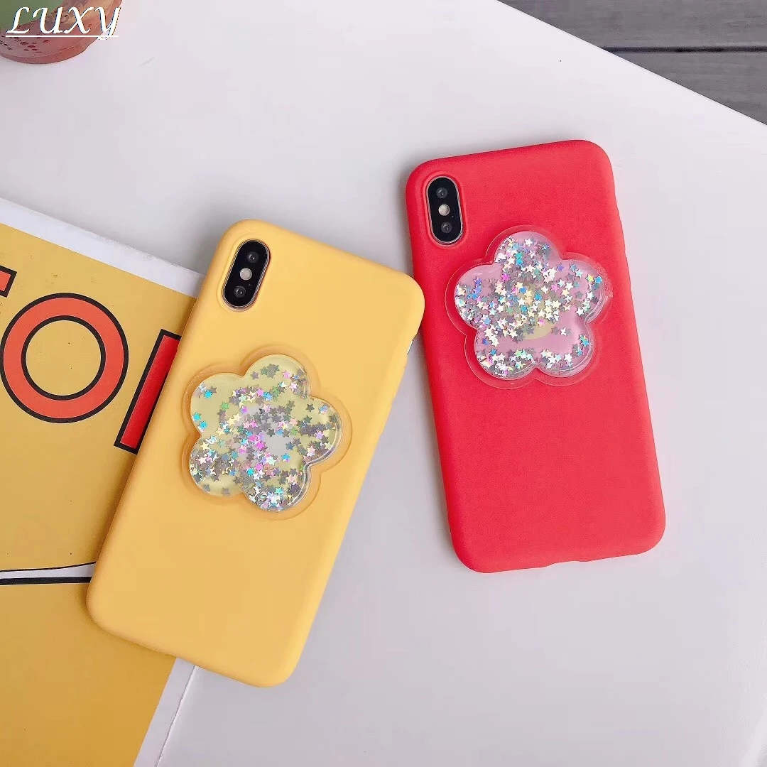

Fashion INS Flower liquid quicksand 3D decompression Cover Case For Apple iPhone X XS Max Xr 7 8 6 6s Plus Rainbow Pentagram