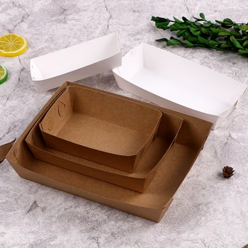 

Disposable Cowhide White Cardboard Box Anti-oil Fried Food French Fries Chicken Wings Packing Box 10pcs/lot