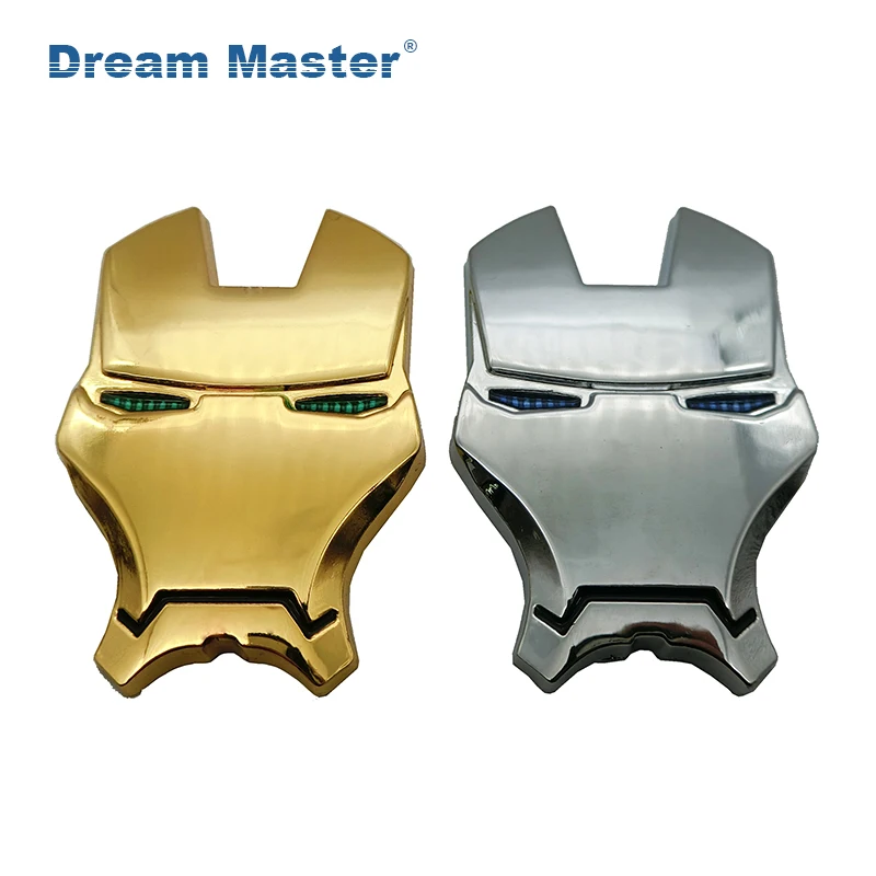 

1PCS 3D Chrome Metal Iron Man Car Emblem Stickers Decoration The Avengers Car Styling Decals Exterior Accessories Silver Gold