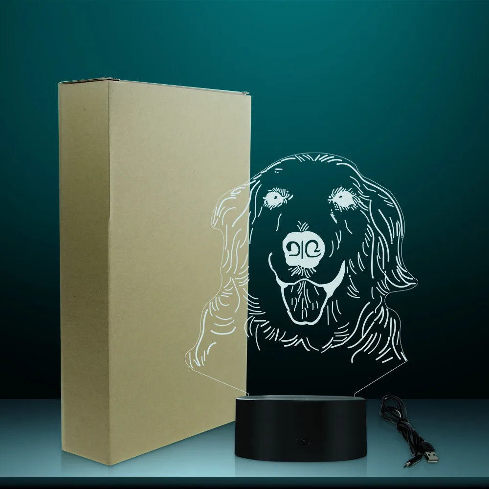 Золотистый ретривер 3D Оптические иллюзии ночника Pet Puppy собак собака декоративная настольная лампа Лабрадор собака светящиеся