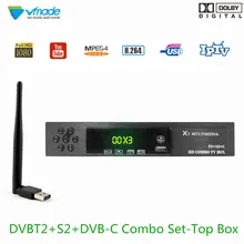 Vmade DVB-T2/S2 + DVB-C Combo HD Digital Terrestrial Satellite TV Receiver + WIFI H.264 MPEG4 IPTV Box Support AC3 Cccam Youtube