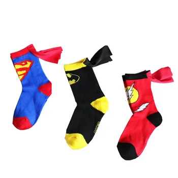 

Liviixuan 1Pair Superhero Superman Batman Crew Sock with Cape Children Kids Cosplay Costume Socks Christmas Gifts