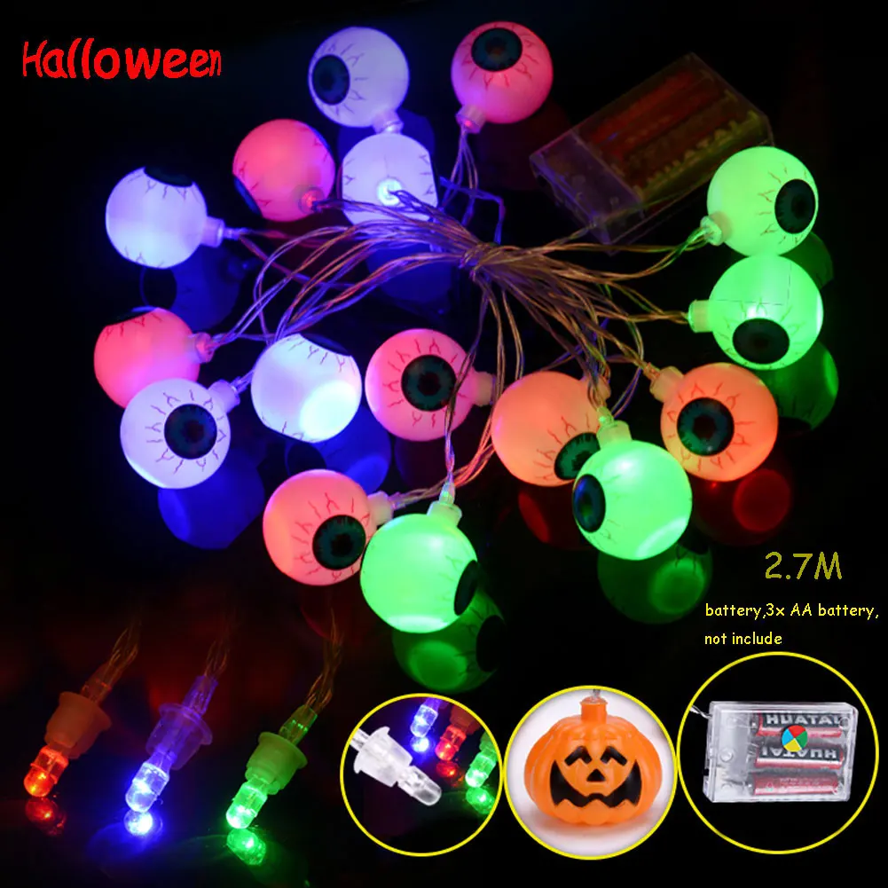 Creative 7Color 16 LED Fairy Light Party Halloween Eye String Light Strip Lamp Novelty DIY Decor Lighting For 3xAA Battery
