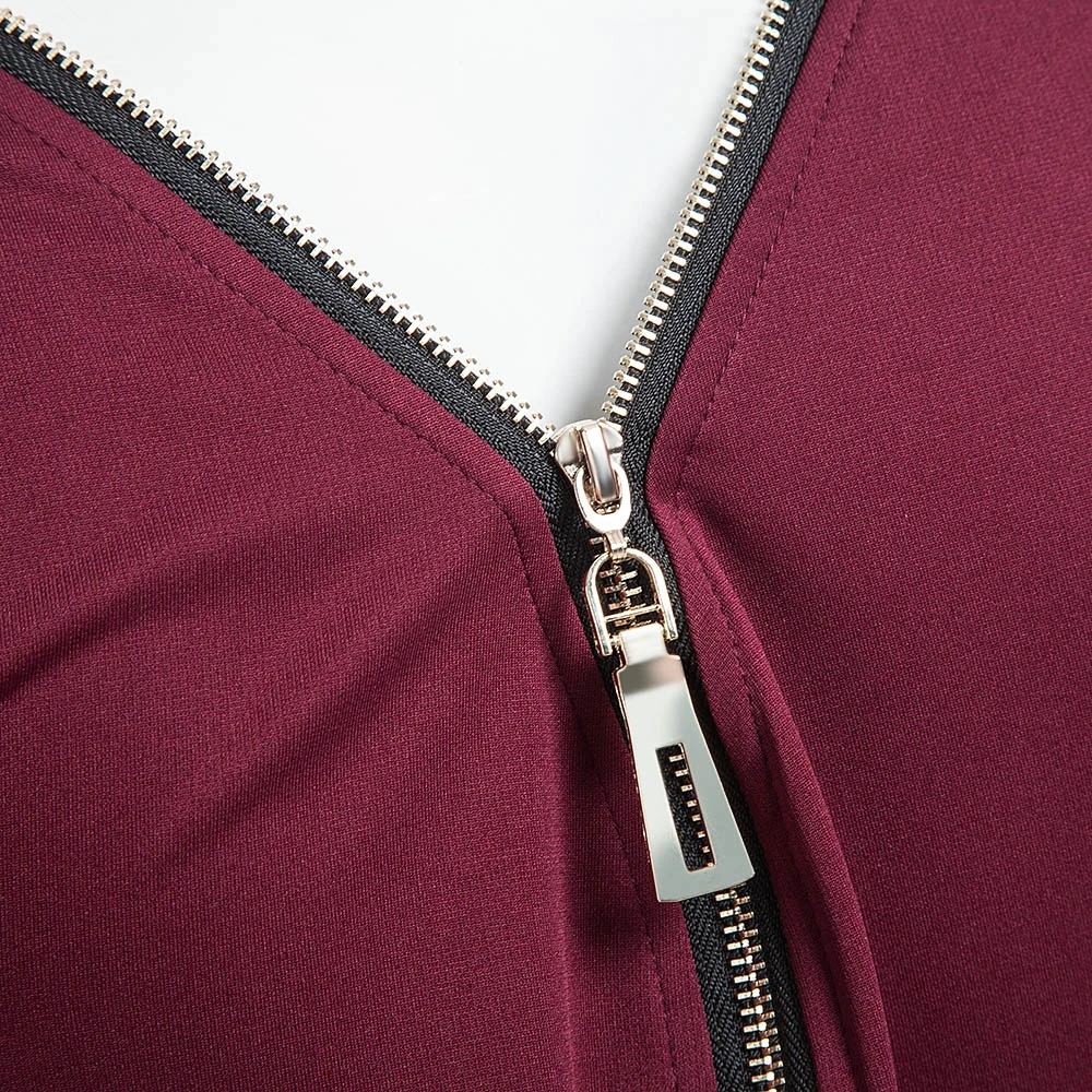 VESTLINDA Bodycon Sheath Dress Little Black Long Sleeve Party Dresses Women Back Full Zipper Robe Sexy Femme Pencil Tight Dress 54