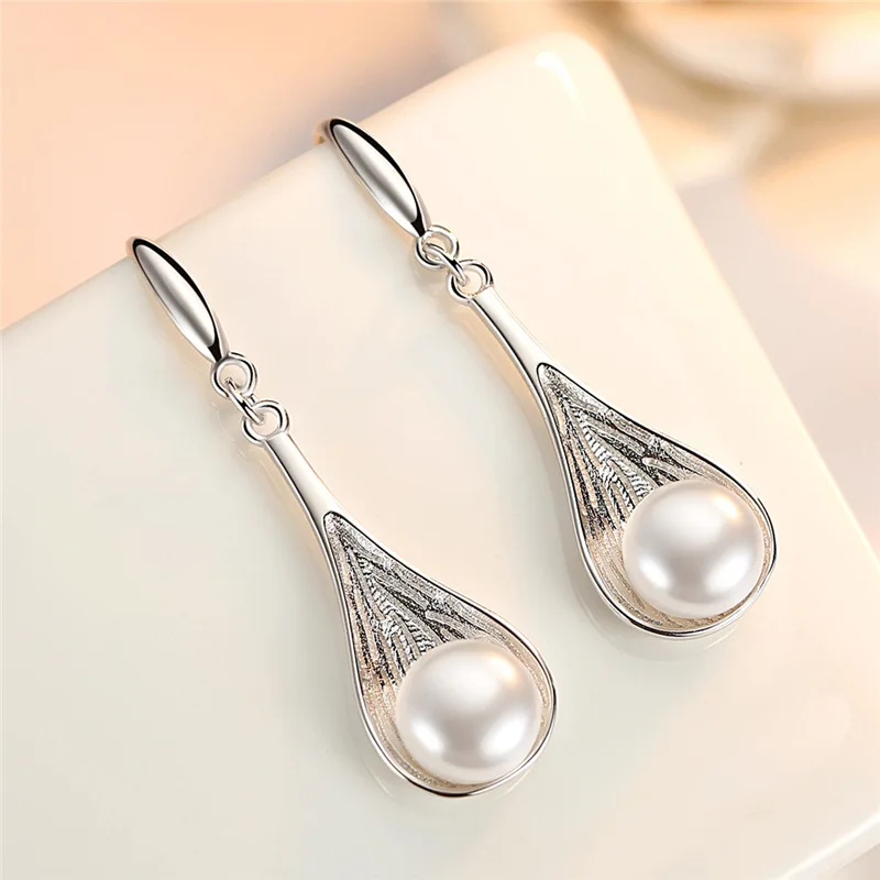 Classic 925 sterling silver Pearl Stud Earring Sweet Earrings For Women Prom korea Jewelry kolczyki oorbellen pendientes