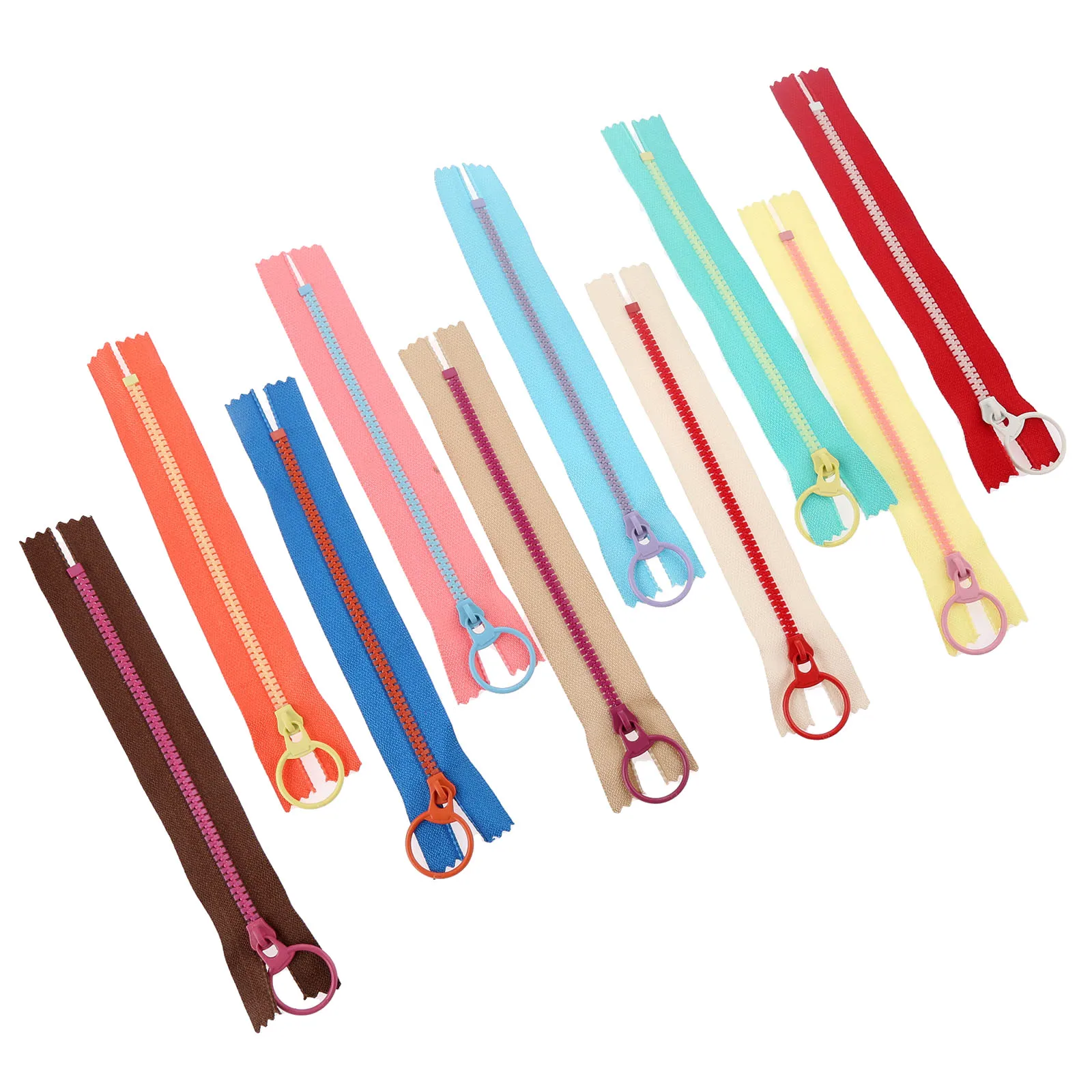 

Dophee Bright Color 15-40cm 3# Resin Contrast Color Zipper Fashion Pull Ring Zipper Head DIY Handwork Bag Close-End 10Pcs/lot