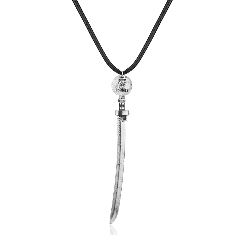 

MQCHUN Michonne Inspired The Walking Dead Katana Samurai Sword Charm Necklace Keep Calm and Kill Zombies Pendant Ninja Sword