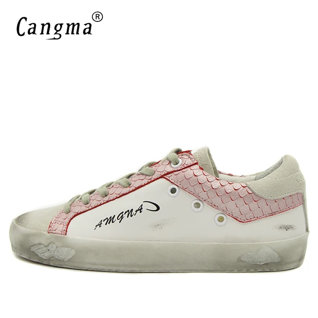 CANGMA Retro Mens Shoes High Quality Casual Shoes Men Sneakers Handmade Genuine Leather Suede White Youth Shoes Footwear Male