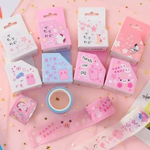 1 Pcs Lovely 30mm*5m Cherry Sakura Pig Cat Adhesive Masking Washi Tapes Album Scrapbooking Paper Stickers Label Stationery