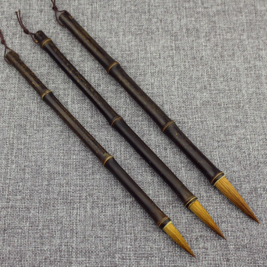 3pcs Chinese small Calligraphy Brushes bamboo penholder watercolor