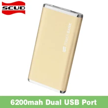 Оригинал scud powerbank внешнее зарядное устройство резервного копирования для iphone 5s 6s 7 samsung xiaomi телефоны dual usb portable power bank