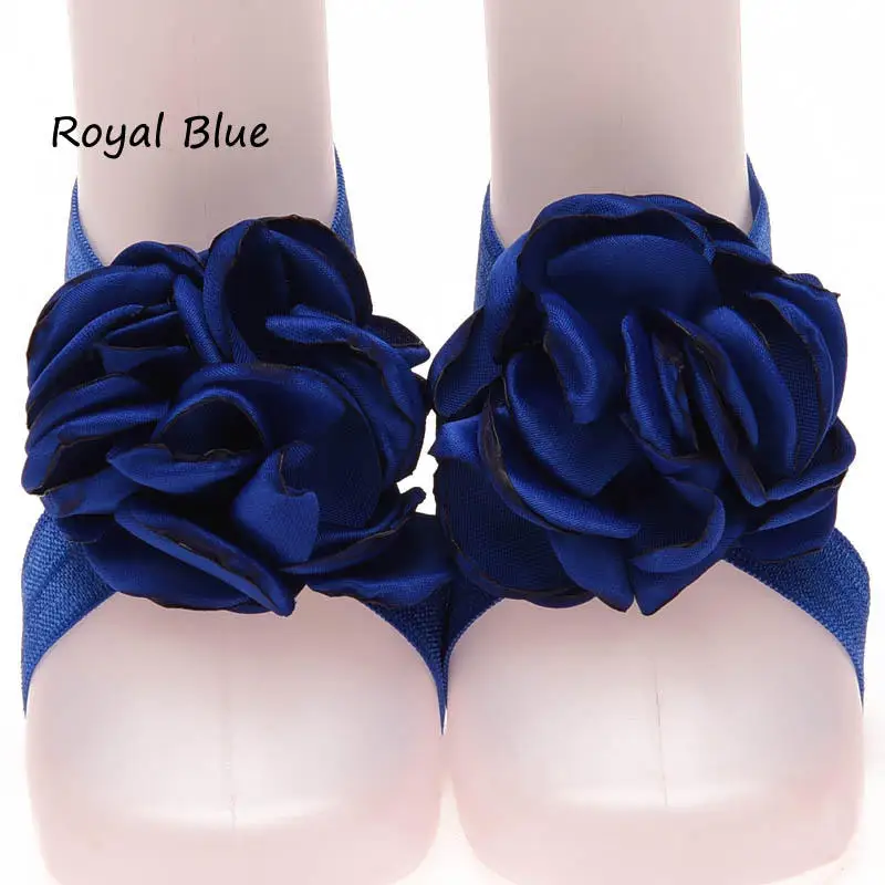 Wecute повязка на голову детские фото украшения для ног эластичный с цветочным принтом ремешок для ног детские сандалии с цветочным принтом новорожденные фотографии реквизит - Цвет: royal blue