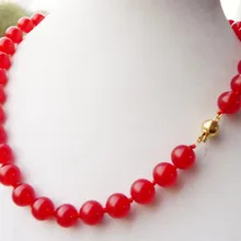 R благородство удача симпатичная женская! Красивое 10 мм круглое натуральное красное ожерелье с камнем серебро-ювелирные изделия