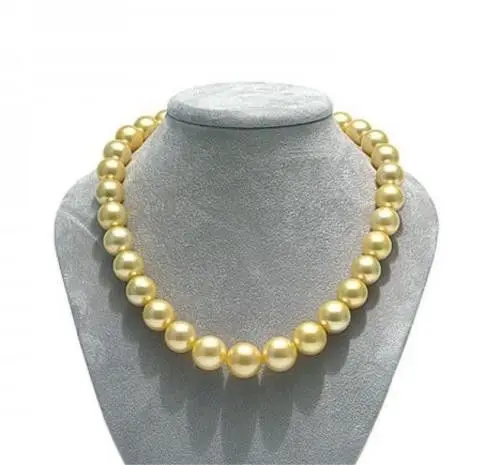 

elegant 12mm Australian south seas gold pearl necklace 18inch14K (9.13)