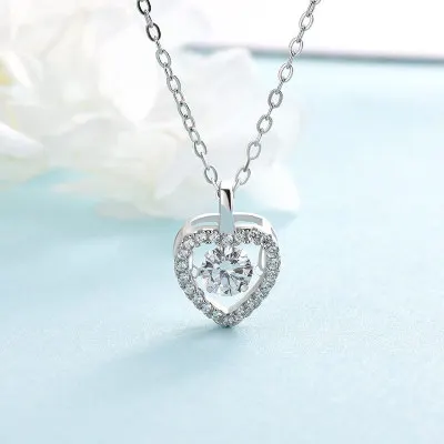 

Funmor Delicate Sparkling Heart 925 Sterling Silver Necklace Fine Jewelry For Women Female Banquet Anniversary Accessories Gifts