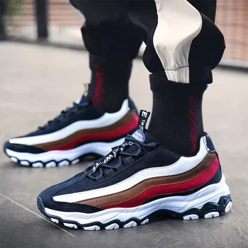 

New sport shoes Men's Leisure tie running sneakers Korean fashion Trend casual sports shoes PU leather stitching running shoes