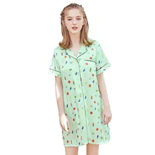 Новые модные новые летние в сексуальные женские сорочки хлопковая ночная рубашка, пижама ночная сорочка короткий рукав рубашка с отложным воротником