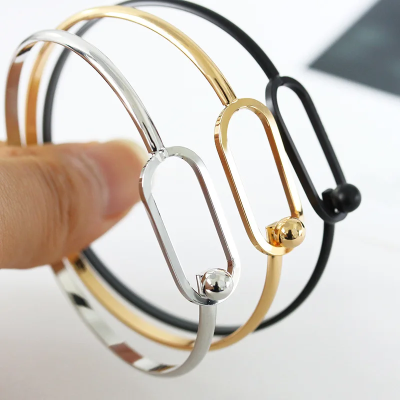 

2018 Fashion New Design Geometric Open Bangle For Women Men 3 Colors Punk Simple Adjustable Cuff Bracelet Bangle Gifts Jewelry