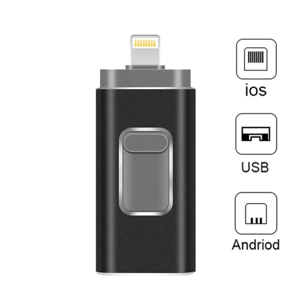 Usb iPhone Flash Drive 3 in 1 Lightning OTG Pen Drive USB Flash 3.0 Pendrive 32GB Usb Key Memory Stick Compatible Apple iPad PC