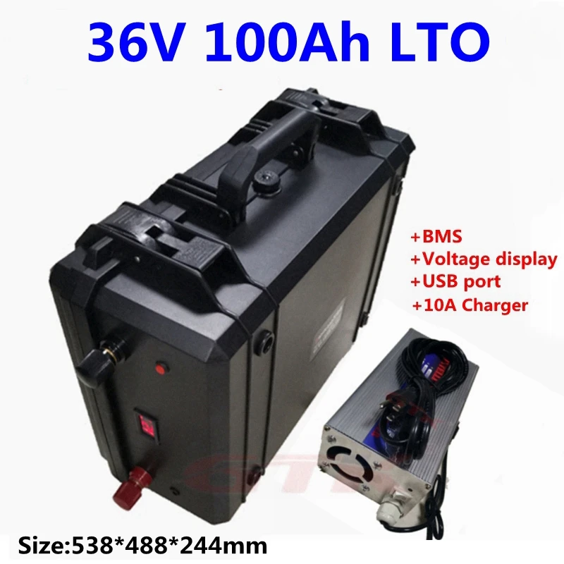 

20000 cycles LTO 36V 100Ah 80Ah 60Ah Lithium Titanate battery pack with BMS backup power motocycle boat machine +10A Charger