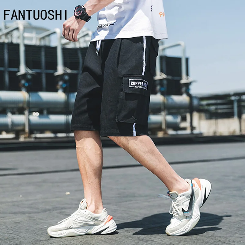 Летние мужские шорты большого размера, модные повседневные шорты с карманами и эластичной резинкой на талии, удобные дышащие мужские шорты для бега 5XL