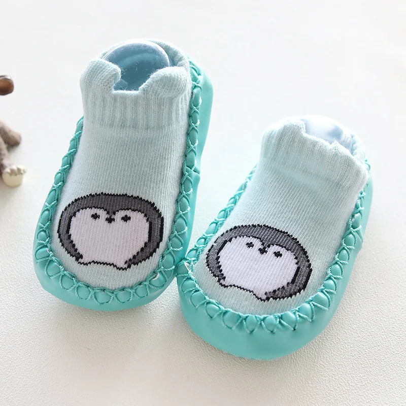 Носки для младенцев антискользящий для новорожденных нескользящие носки для мальчиков и девочек домашние носки для малышей хлопчатобумажная обувь носки-Тапочки - Цвет: Зеленый