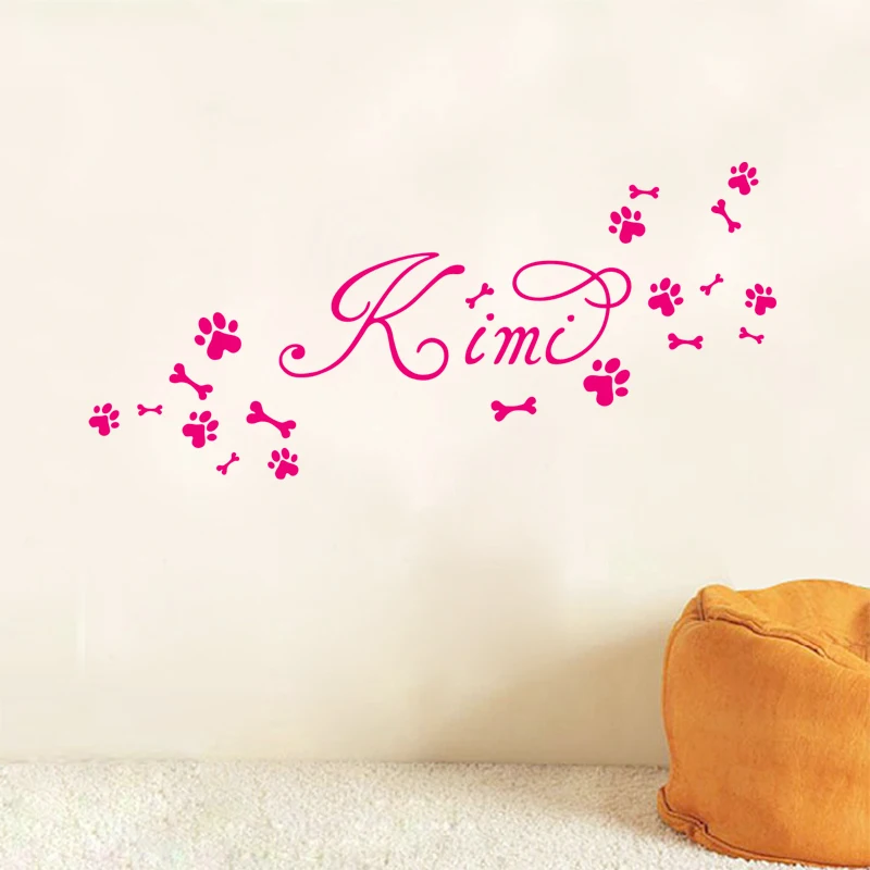 

DIY Personalised Name Dog Wall Decal Wall Stickers Pets Custom Dog Name + Paws Home Decor