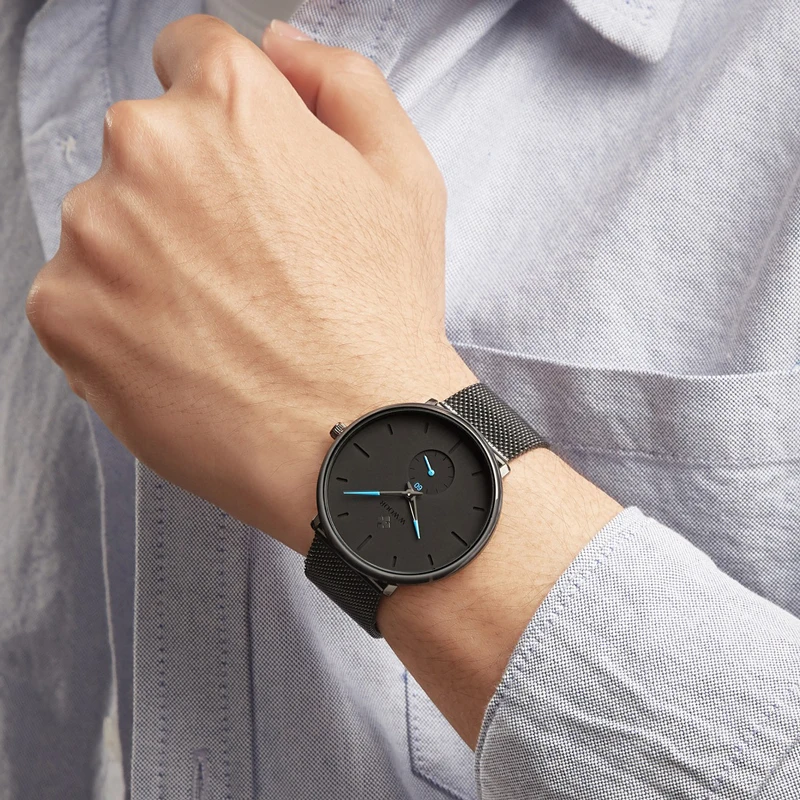 Men Watch 2019 Top Brand Luxury WWOOR Fashion Slim Black Men's Wrist Watches Waterproof Sport Quartz Wristwatch Man Watches 2019 (13)