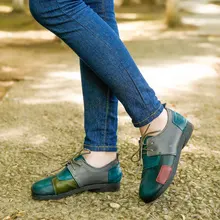 Красивая Осенняя женская обувь ручной работы, винтажные женские мокасины из натуральной кожи, лоферы, мягкая подошва из коровьей кожи, повседневная обувь на плоской подошве