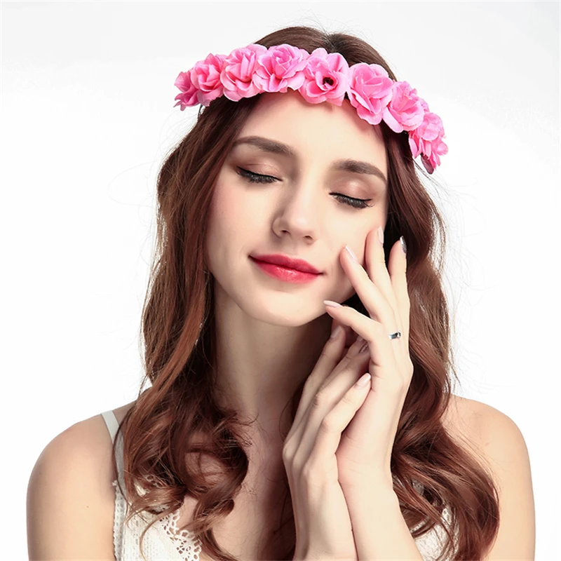 

Lady Hairband Colorful Flower Garland Hair Hoop Band Bridal Party Headband