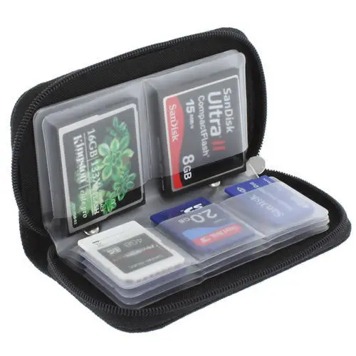 Черный 22 SDHC MMC CF MicroSD карта памяти переносный на молнии чехол защитный держатель сумка
