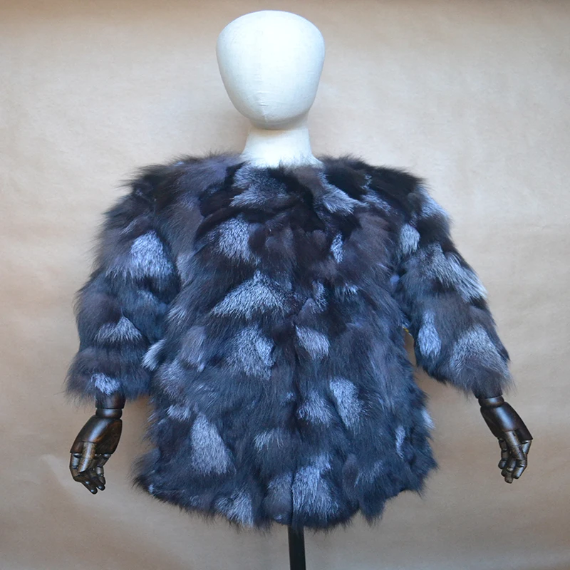 

Winter fashion fur coat in the long paragraph of pure natural fox fur mink coat silver fox fur coat