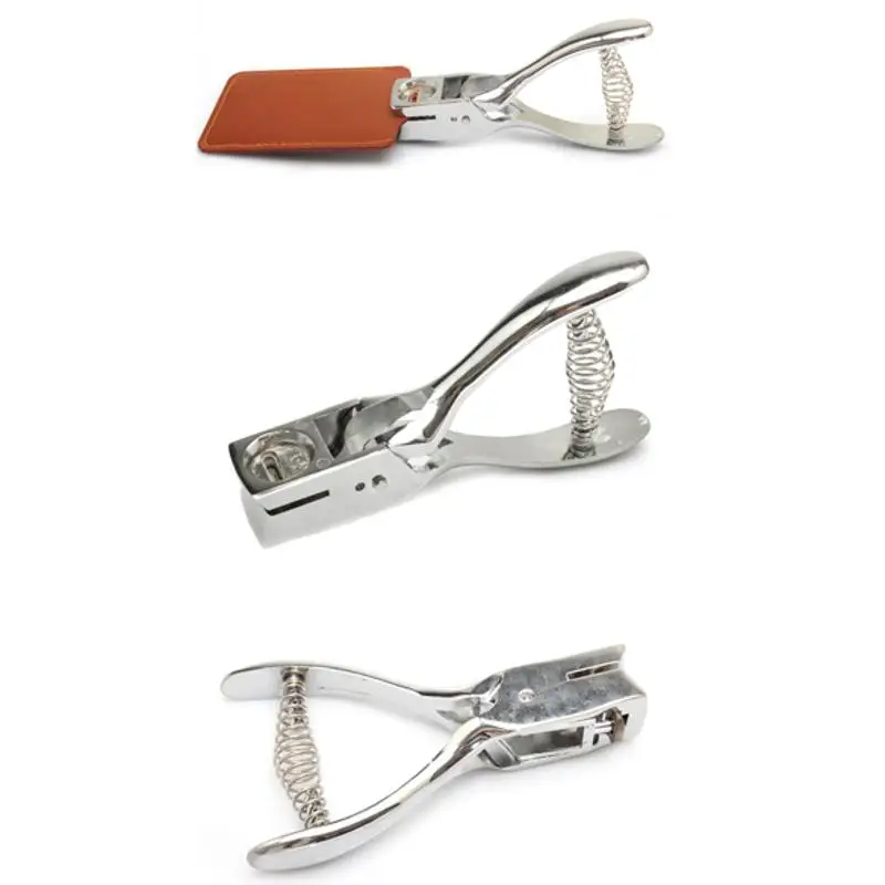 

Metal Hand Slot Puncher ID Card Photo Badge Hole Punch Tag Tools Fastening Strap Leather Hole Puncher Plier School Office Supply