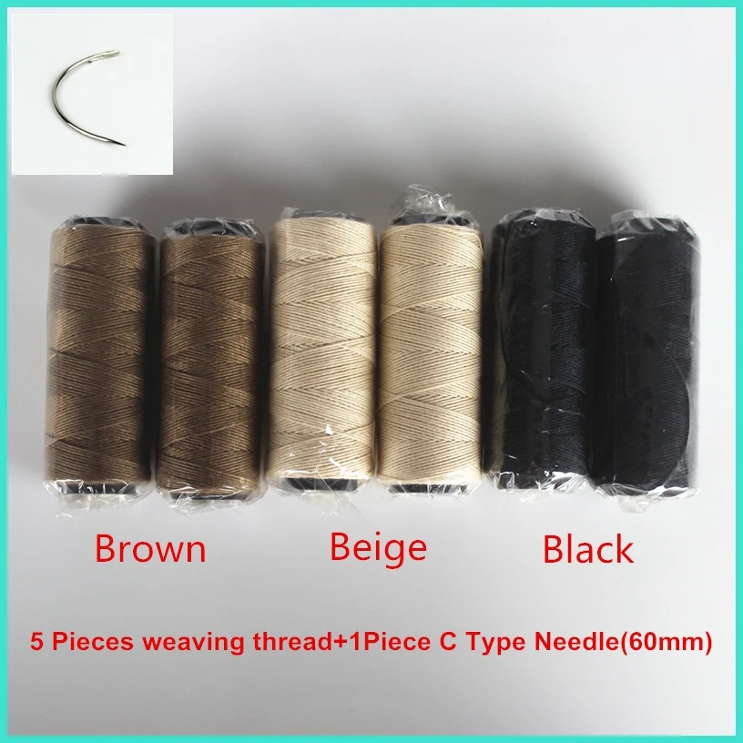 

Free Shipping 1pcs C type hook needles plus 5 rolls weaving threads