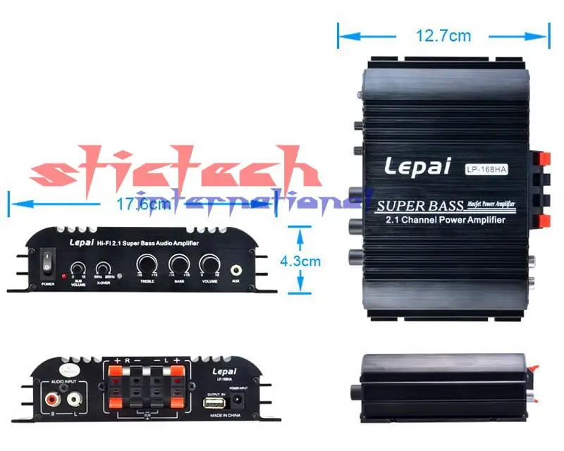 По DHL или FedEx 20 комплектов LEPY LP-168S 2.1CH канал 2x40 Вт+ 68 Вт Sub выход супер бас аудио Hifi усилитель