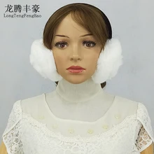 Женские зимние Цветочные наушники с натуральным кроличьим мехом, теплые наушники, милые наушники для русской женщины из натурального меха, плюшевые наушники с натуральным мехом