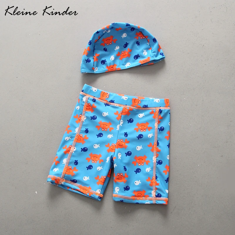 

Boys' Swim Trunk Crab Print Quick Dry Beach Board Shorts Lightweight Children Swimming Trunks Kids Swimwear Boys 2pcs & Swim Cap