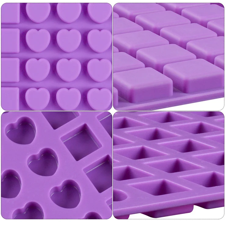 DIY Cake Baking Tool Silica Chocolate Mould 80 Connected Heart Square Ice Blocks Silicone Soap Molds